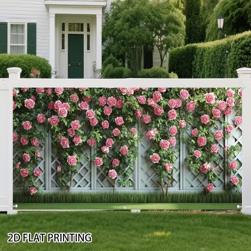 2D American Yard Full Bloom Rose Trellis Nature Photography Background 47.2x31.5inch/120*80cm