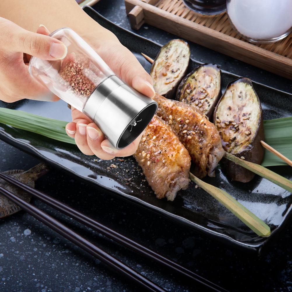 Stainless Steel Manual Pepper Herbs Mill Shaker Spices Salts Kitchen Grinding Tool