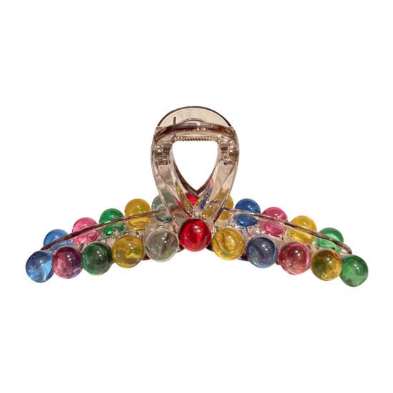 Yousheng Hair Claw Colorful Transparent Beads Decor Hair Clip Strong Grip Non-Slip Large Size Back Head Shark Hair Claw Hair