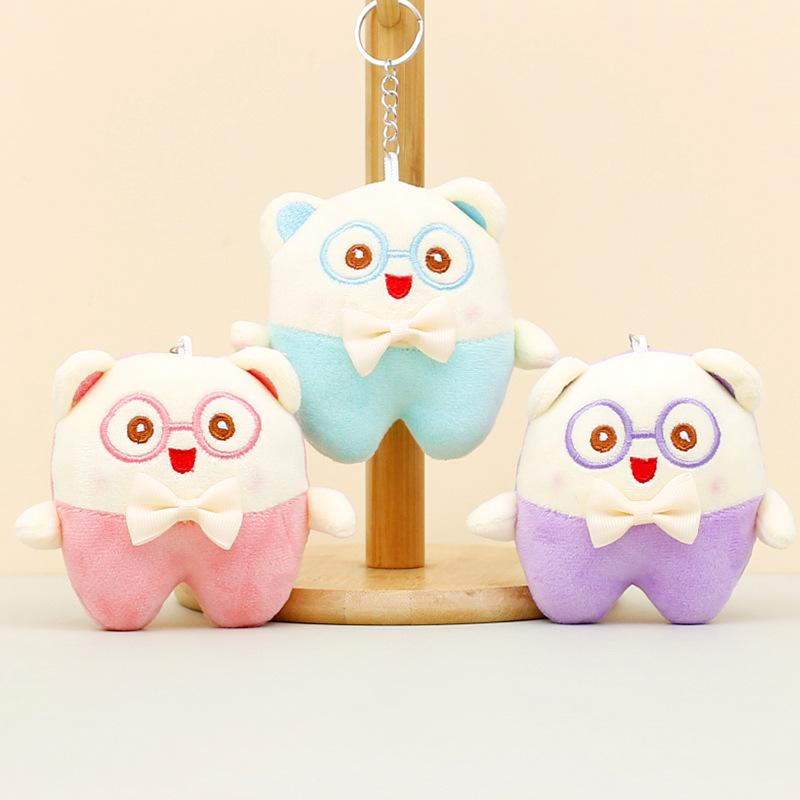 Cute Plush Bear Keychain Short Plush Stuffed Animal Adorable Cartoon Bear Gift