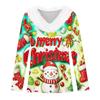 Women's Christmas Printed Long Sleeved Party Plush Neck V-neck Top