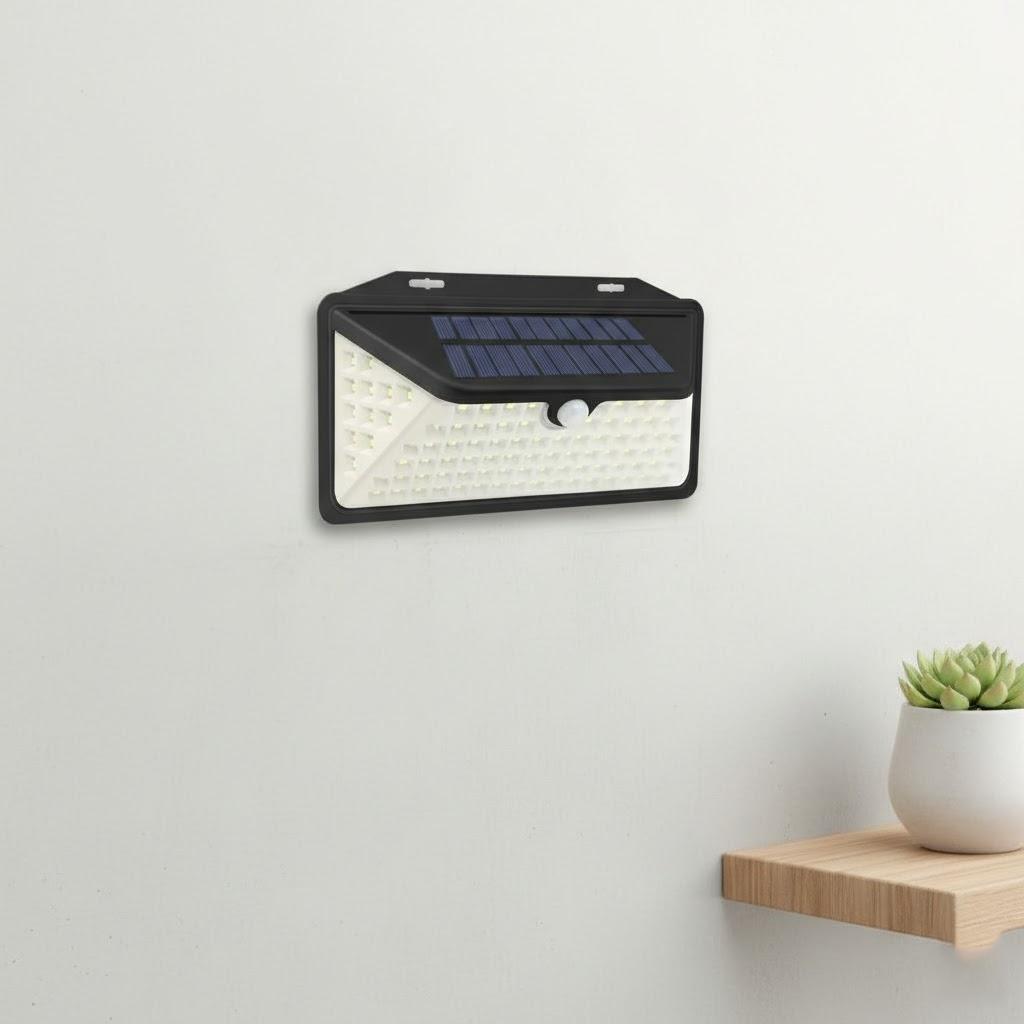 

Solar Powered Three-Sided LED Lamp Outdoor Garden Patio Wall Light Body Sensor Bright Diamond Design чорний