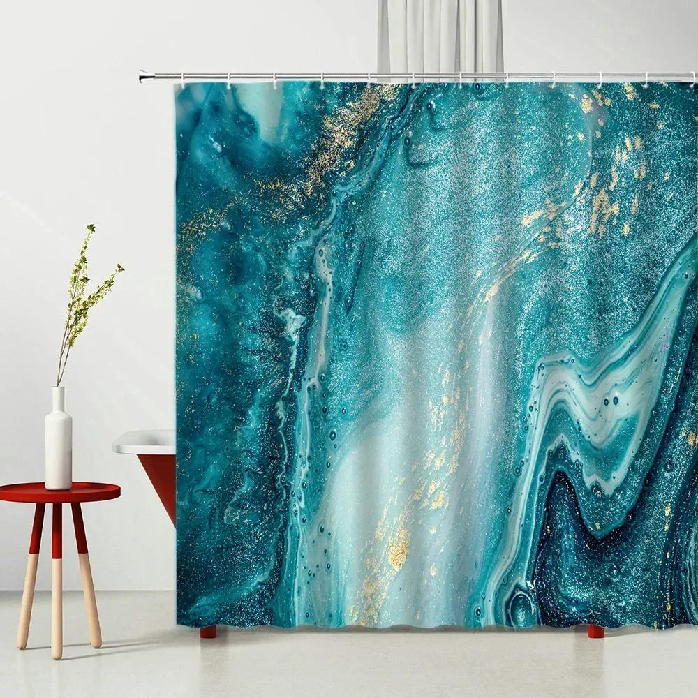 Marble Texturxury Bathroe Luom Shower Curtain Modern Polyester Fabric Shower Curtain Bathtub Accessories Bath Screen with Hooks