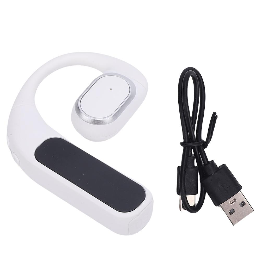 Wireless Bluetooth Earphone Digital Display Water Proof Over Ear Bud with Ear Hook for Mobile Phones White