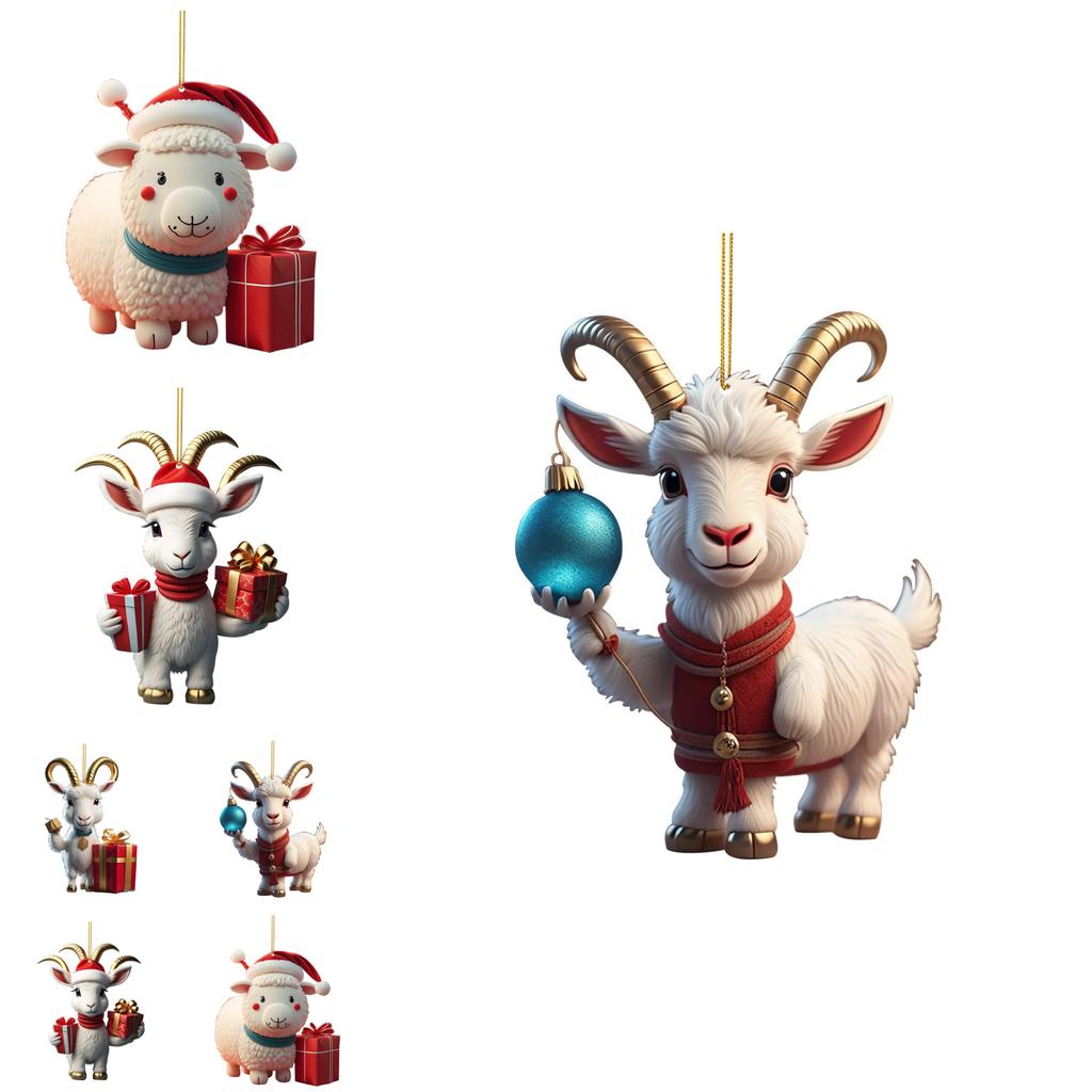 Niedlicher Acryl Cartoon Ziege Weihnachtsauto Anhänger Charmante Feiertagsdeko Geschenk