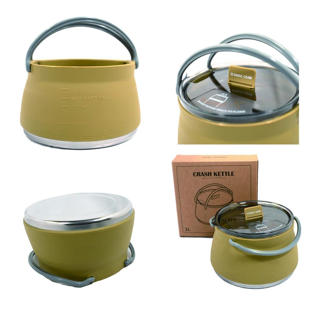 SWAG GEAR Camping Kettle Outdoor Cookware Foldable Portable Multifunctional Silicone Coffee Pot Easy to Wash Ultra Lightweight for Hiking Travel