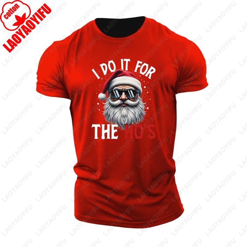 Funny I Do It for The Hos Santa Happy Christmas Party TShirt Men Women Gift Cotton Tee Hombre Hipster Street Fashion Trend Tops