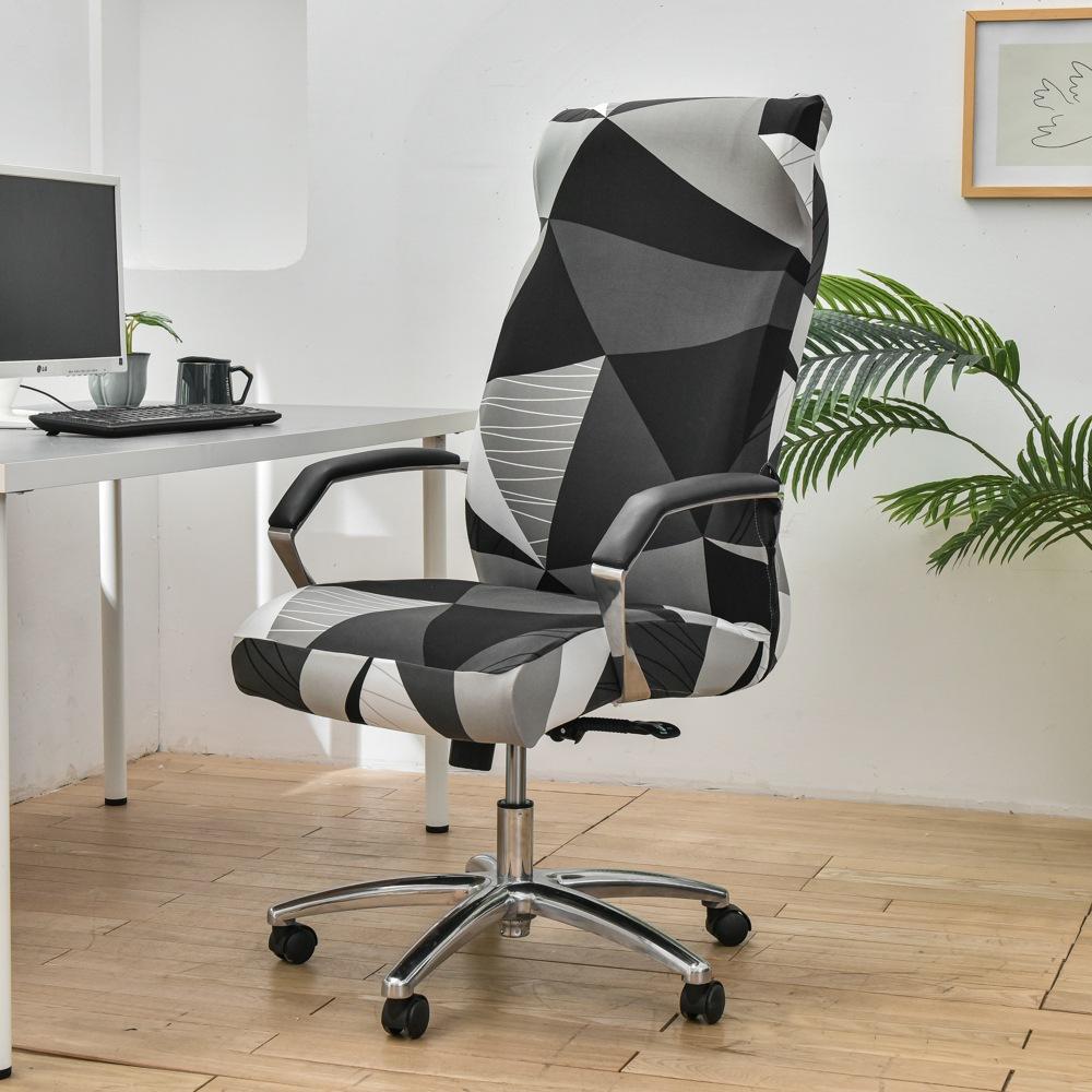 Coprisedia da ufficio con cerniera resistente, coprisedia da scrivania elasticizzato lavabile stampato, coprisedia da computer con schienale alto, coprisedile per sedia da ufficio
