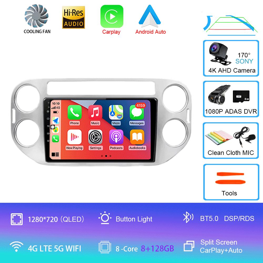 Car Radio Android 14 Wireless CarPlay Auto for VW Volkswagen Tiguan 1 NF 2006-2016 Multimedia Video Player Stereo GPS 2din Navi