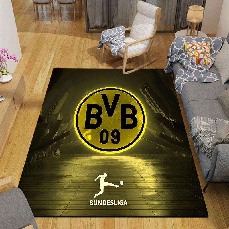 Dortmund Flannel Printed Carpet, Home Sofa Decoration for Living Room & Bedroom, Non‑Slip Play Flannel Floor Mat for Game Room