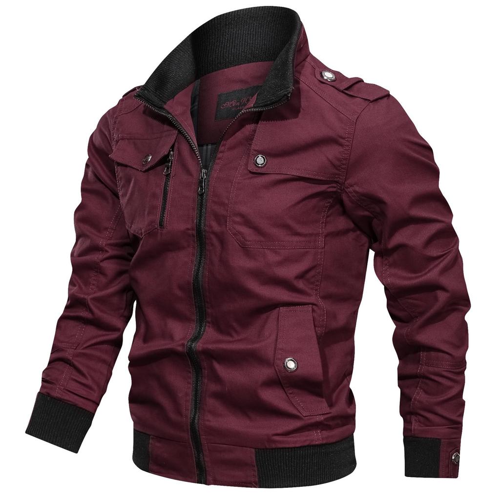 Bomber Jacket Men Fashion Casual Windbreaker Jacket Coat Men Spring Autumn Outwear Solid Stand Slim Jacket Mens