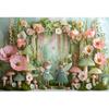 Spring Princess Dream Garden Theme Banner Photography Backdrop, Children's Adult Birthday Party Decoration Photography Backdrop4