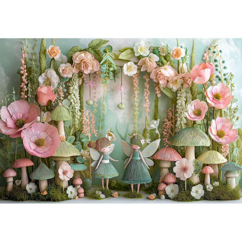 Spring Princess Dream Garden Theme Banner Photography Backdrop, Children's Adult Birthday Party Decoration Photography Backdrop4