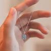 Blue Topaz Perfume Bottle Necklace - Luxury Glass Clavicle Chain for Women, Ideal Gift for Christmas