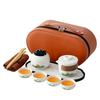 Retro travel tea set ceramic gifts Kuaike cup portable high-end leather bag Kung Fu tea set business gifts