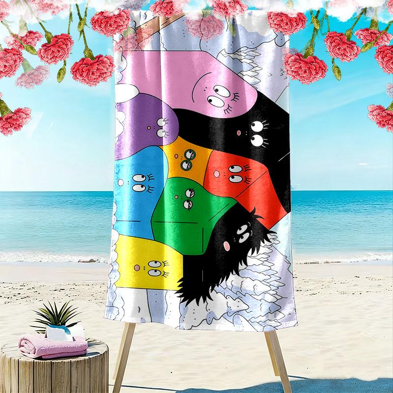 Barbapapa Print Beach Towel, Large Soft Quick Dry Towel for Beach Camping Swimming