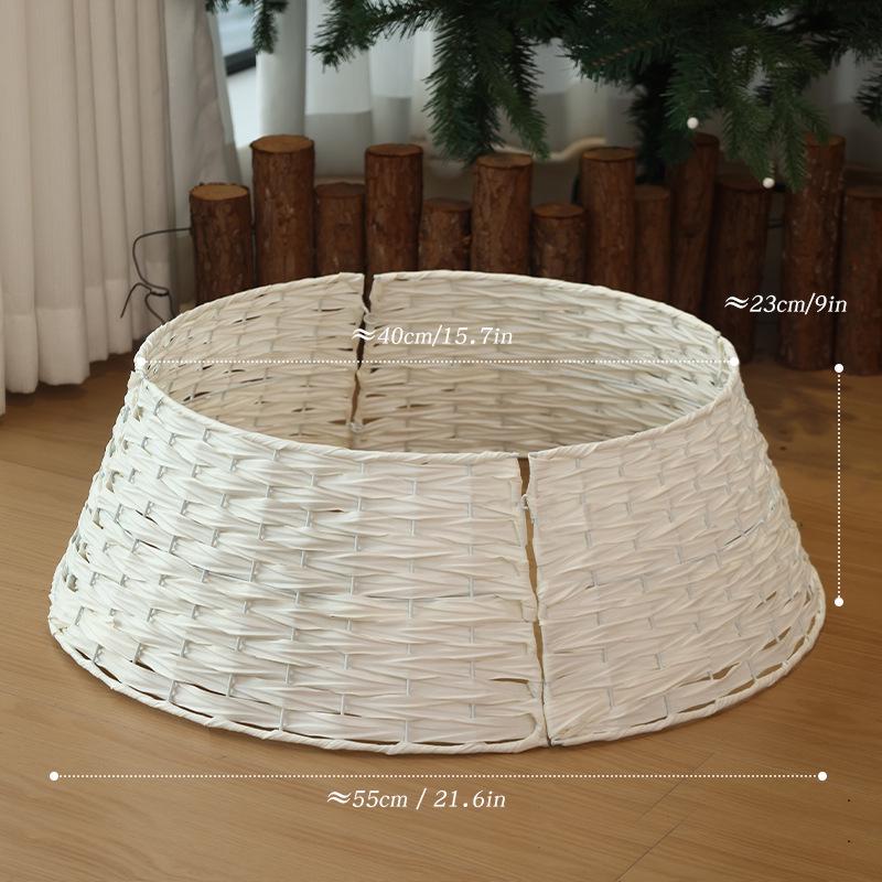 Handmade Christmas Tree Base Basket Skirt: Woven Tree Foot Decoration