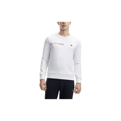 Fila Letter Print Pullover Knit Sweatshirt Men Sweatshirt Standard-White F11M341204F-WT