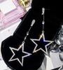 New Shiny Temperament Five-pointed Star Rhinestone Crystal Earrings Personality Wild Long Star Pendant Exaggerated Big Earrings