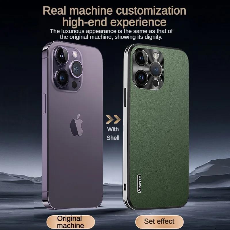 Soft Leather Phone Case Back Cover for IPhone 13 15 16 14 Plus 11 12 Pro Max Shockproof Anti-Drop Metal Lens Protection Cases