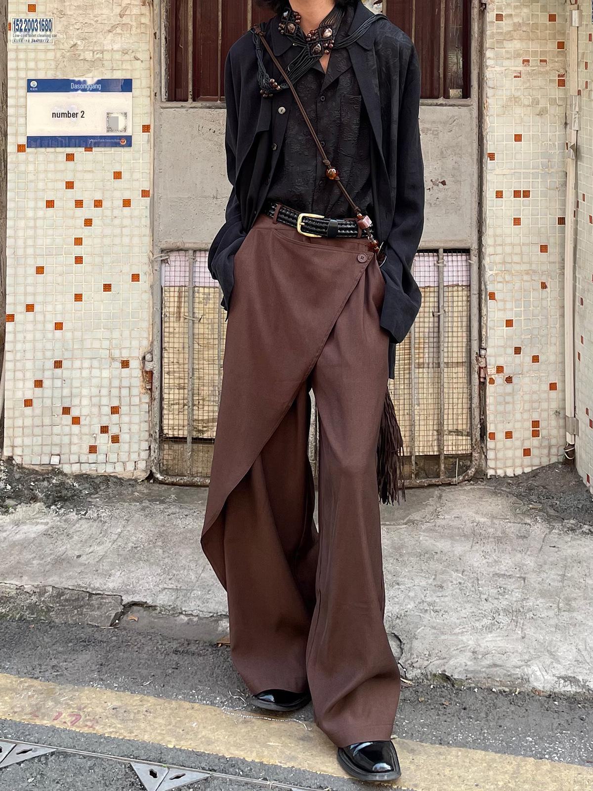 

Ретро японські клаптеві штани унісекс M кавовий