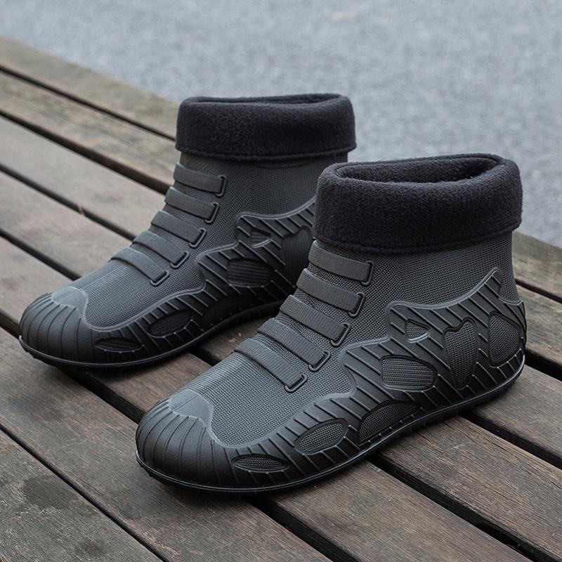 New Men's Rain Shoes Fashionable Outer Wear Waterproof Shoes Wear-resistant Non-slip Water Boots Men's Short Rubber Shoes Rain Boots