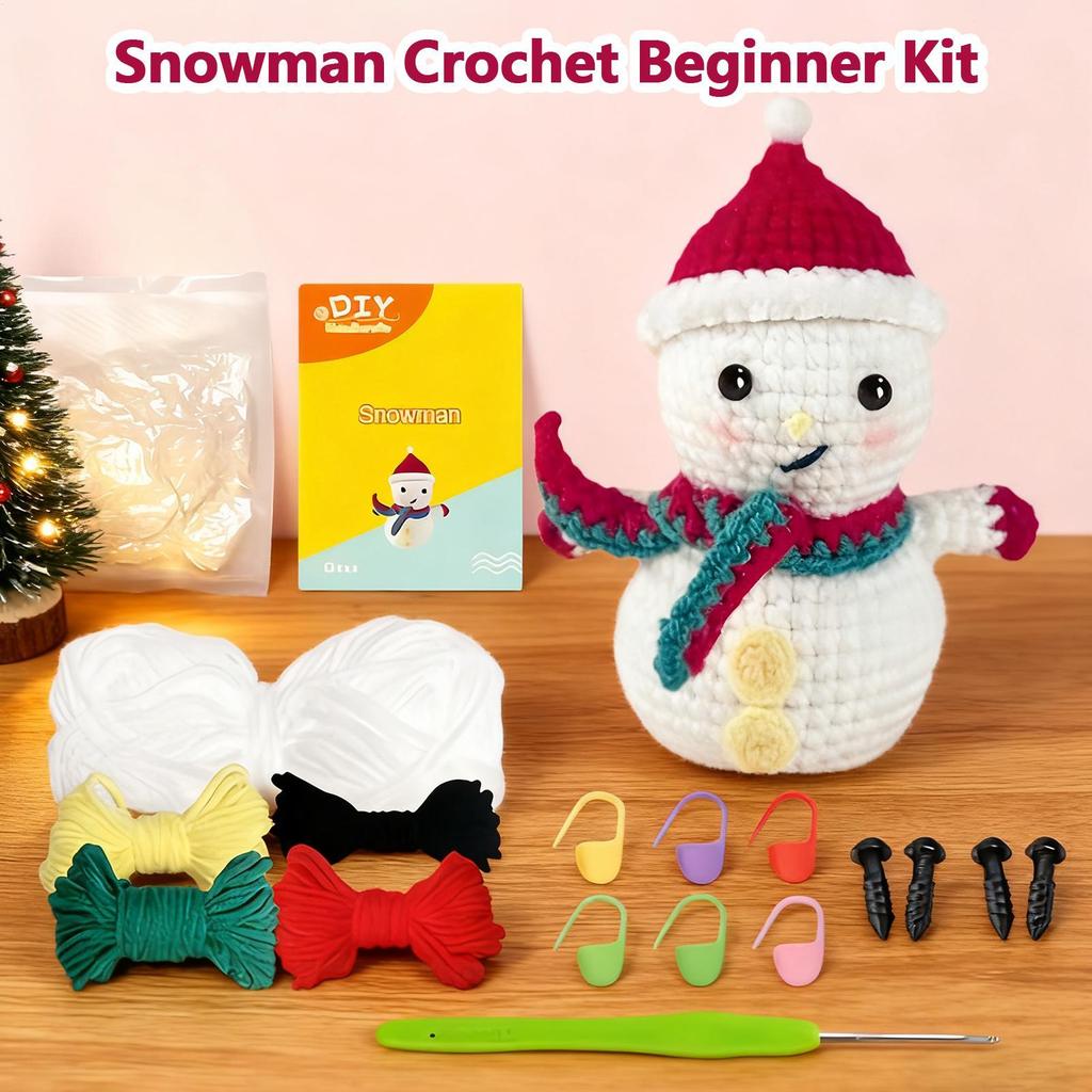 Crochet Kits Christmas Snowman Craft Supplies Easy Crochet Kit With Video Tutorials For Teens Women Men Home Relaxation Holiday