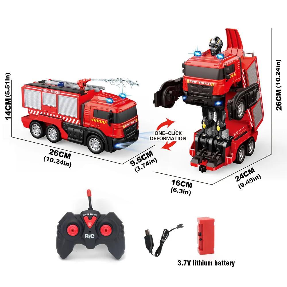 

Fire Truck Robot RC car Transformation Robot Vehicle Light Action Toys Engine Excavator Car Truck Construction Toys Kids Gift