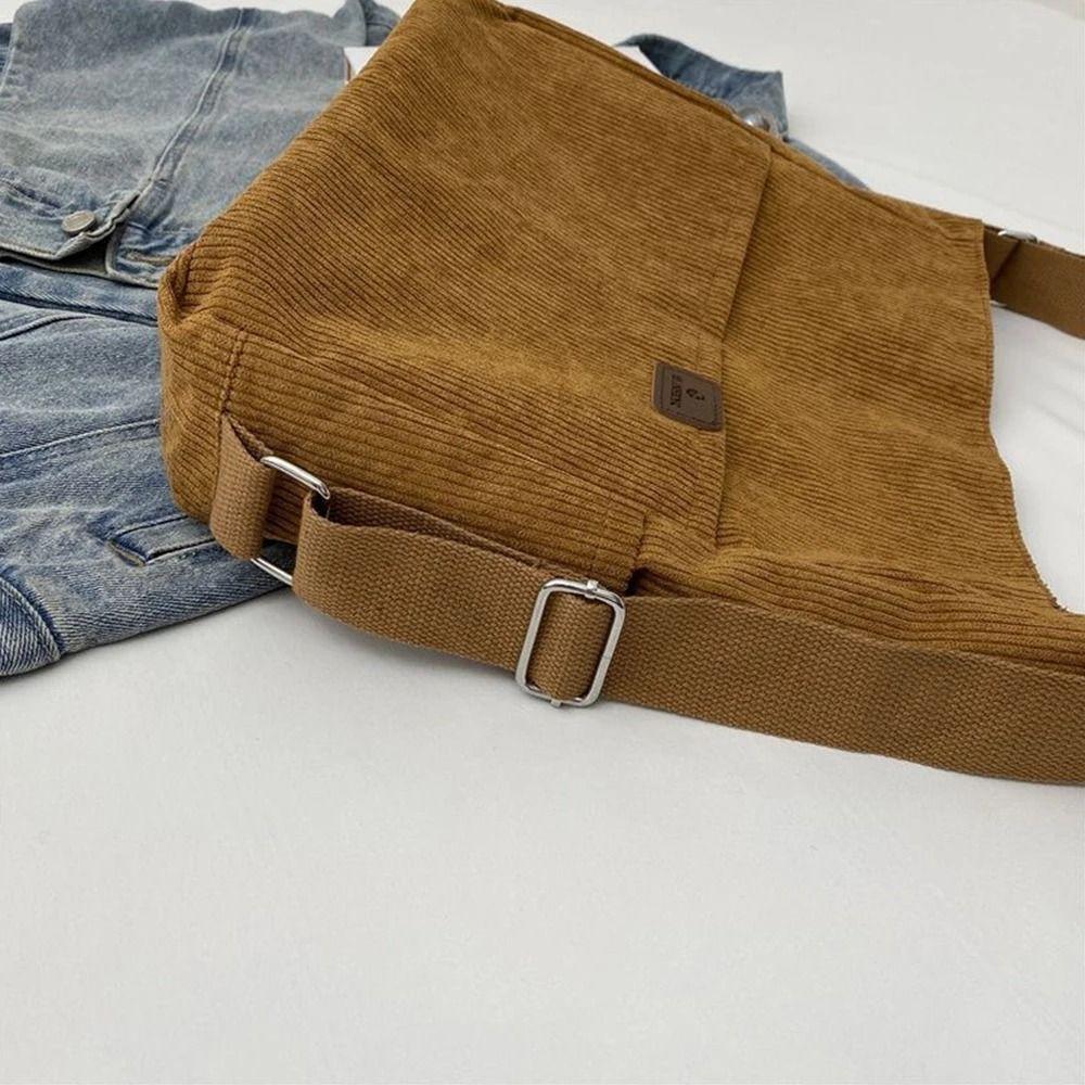 Korean Style Corduroy Tote Bag Elegan Crossbody Bag Casual Multifunctional Shoulder Bag Travel