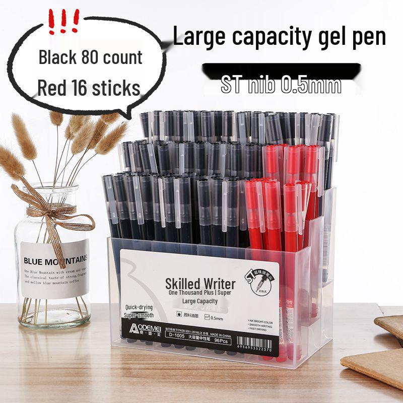 

96-Piece Large Capacity Black, Blue, Red 0.5mm Needle Tip Neutral Pens for Students and Office Use 96-piece Holder
