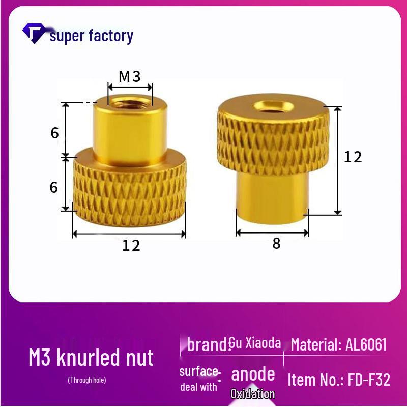 Aluminum Alloy Extended Handle Knurled Adjustment Nut Cap M4/M5