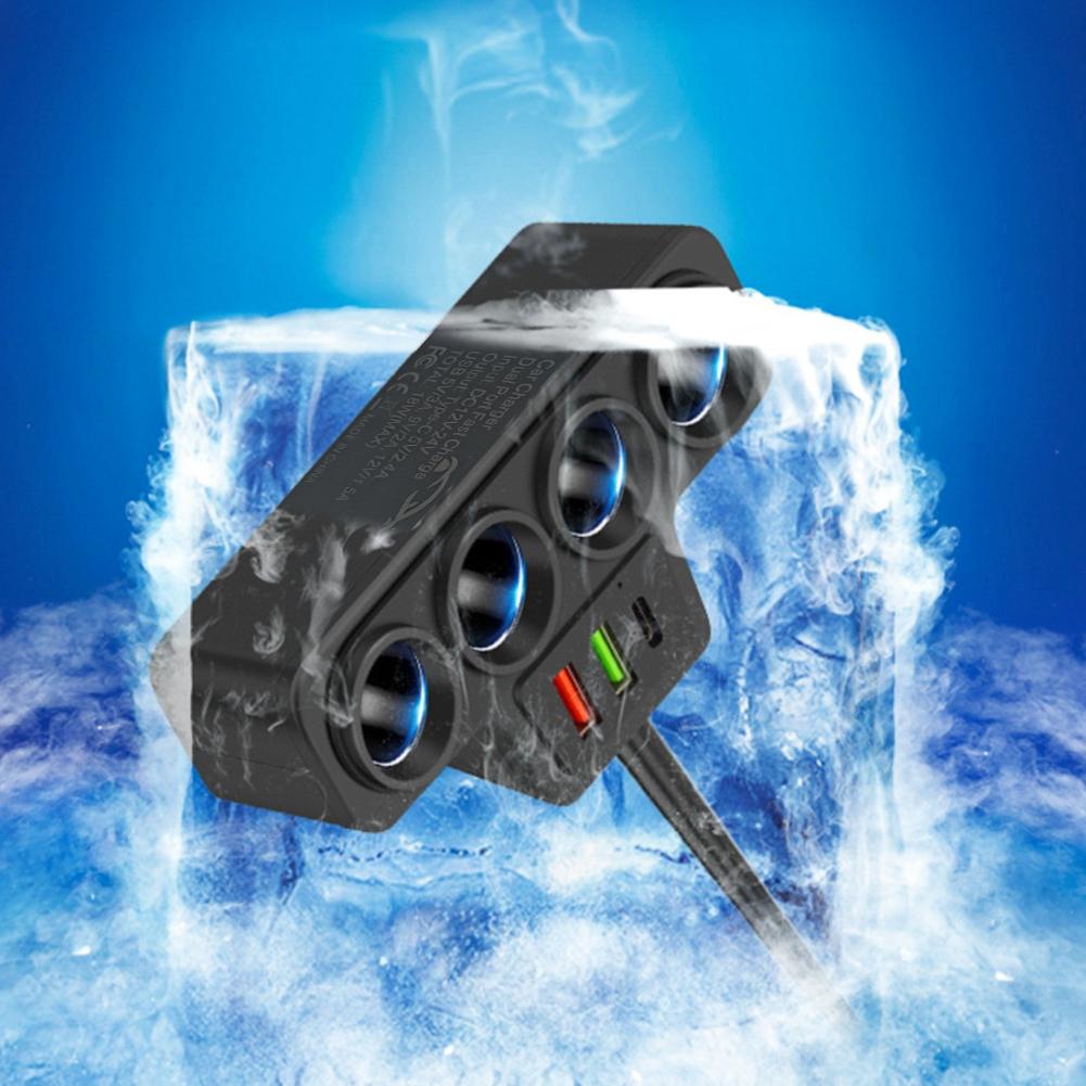 Car Cigarette Lighter Splitter QC3.0+PD 3.1A 12V-24V Phone Power Adapter 4-Socket 18W Car Cigarette Lighter Socket Splitter Plug