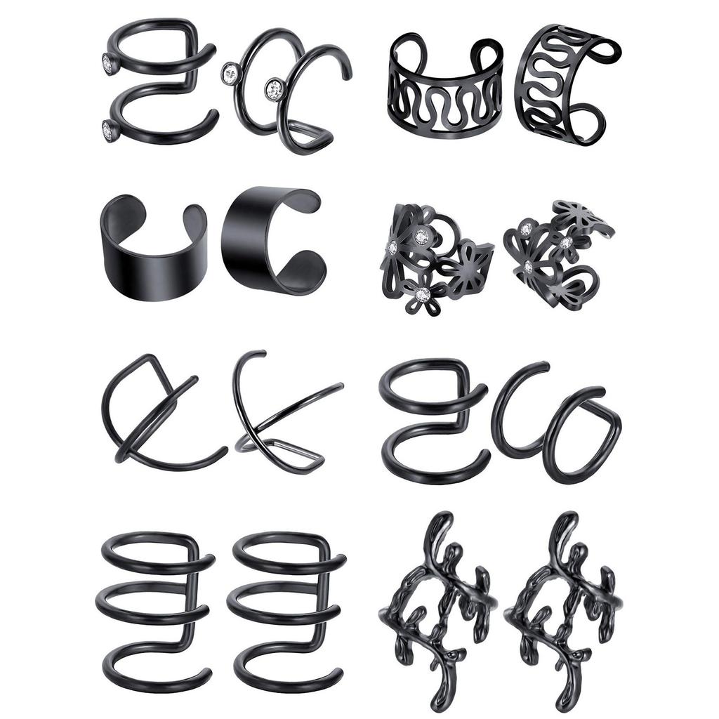 8 Pairs Of C-type Letter Ear Clip Set Without Ear Holes