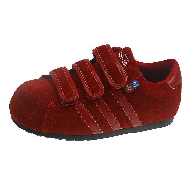 

2025 autumn Korean version Velcro retro German training shoes women s inner height increase breathable non-slip wear-resistant casual versatile spo 35 бордовый