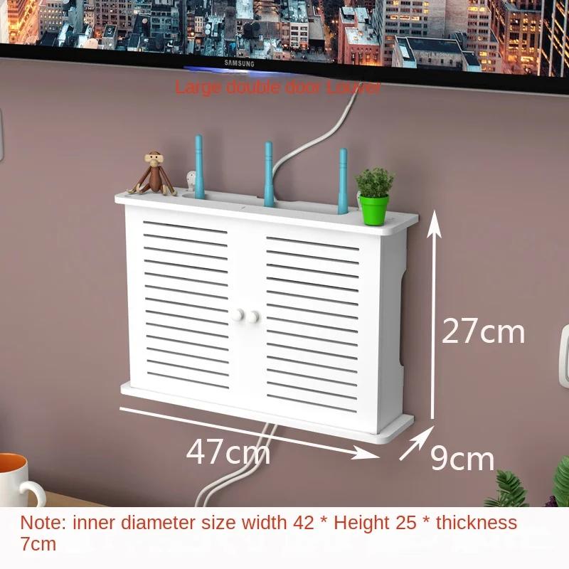 Punch-free Double Layers Wall Shelf Wireless Wifi Router Storage Box Cable Power Plus Wire Bracket Plug Board DIY Home Decor