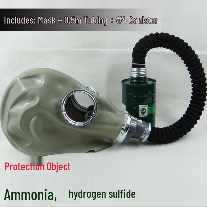 Langmei Full Face Respirator with Breathing Tube and #4 Canister