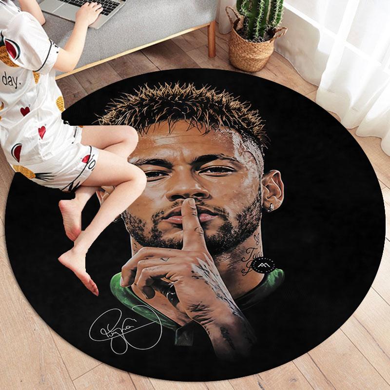 Neymar Round Area Rug,Carpet Rug for Living Room Bedroom Sofa Playroom Decor,Non-slip Floor Mat