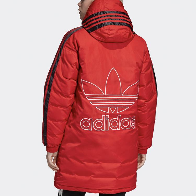 Adidas Originals Warm Mid-Length Casual Sports Hooded Down Jacket Women Jacket Light-Crimson FL0046