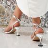 Fashion 2025 Fashion Female Crystal Transparent High Heels Sandals for Women Open Toe Party Dress Shoe Summer Ankle Buckle Sandal