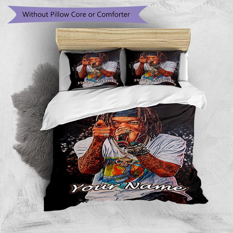 3pcs Custom Name Rap Star Energy Style Bedding Set Printed Bedding Set Duvet Cover Closure Includes 1 Duvet Cover & 2 Pillowcases Bedroom Decor