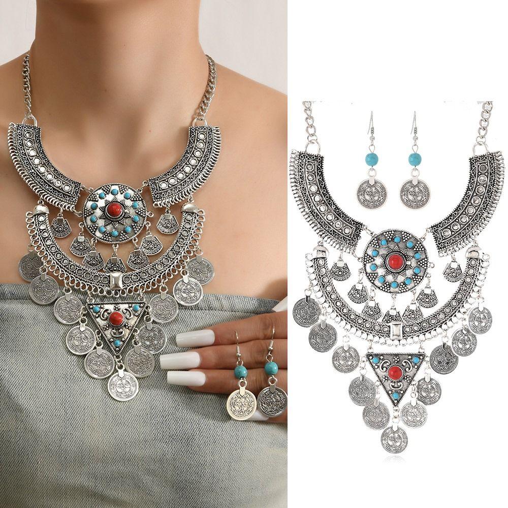 Exquisite Ethnic Style Jewelry Set Vintage Neck Jewelry  Jewelry Accessories