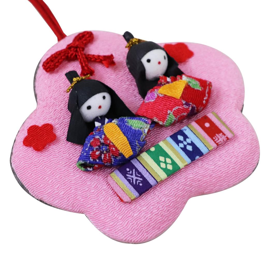 Osaka Choseido Compact Mini Hina Chirimen Fabric Hanging Mini Plum Blossom Shaped Wall Hanging Height 9cm Dolls, Dolls, Dolls,
