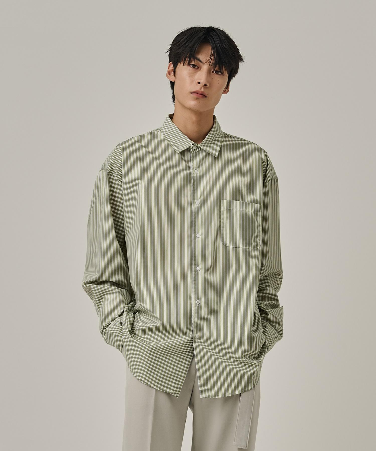 Analog Mood Daily Semi-Over Stripe Shirt (Khaki) Free