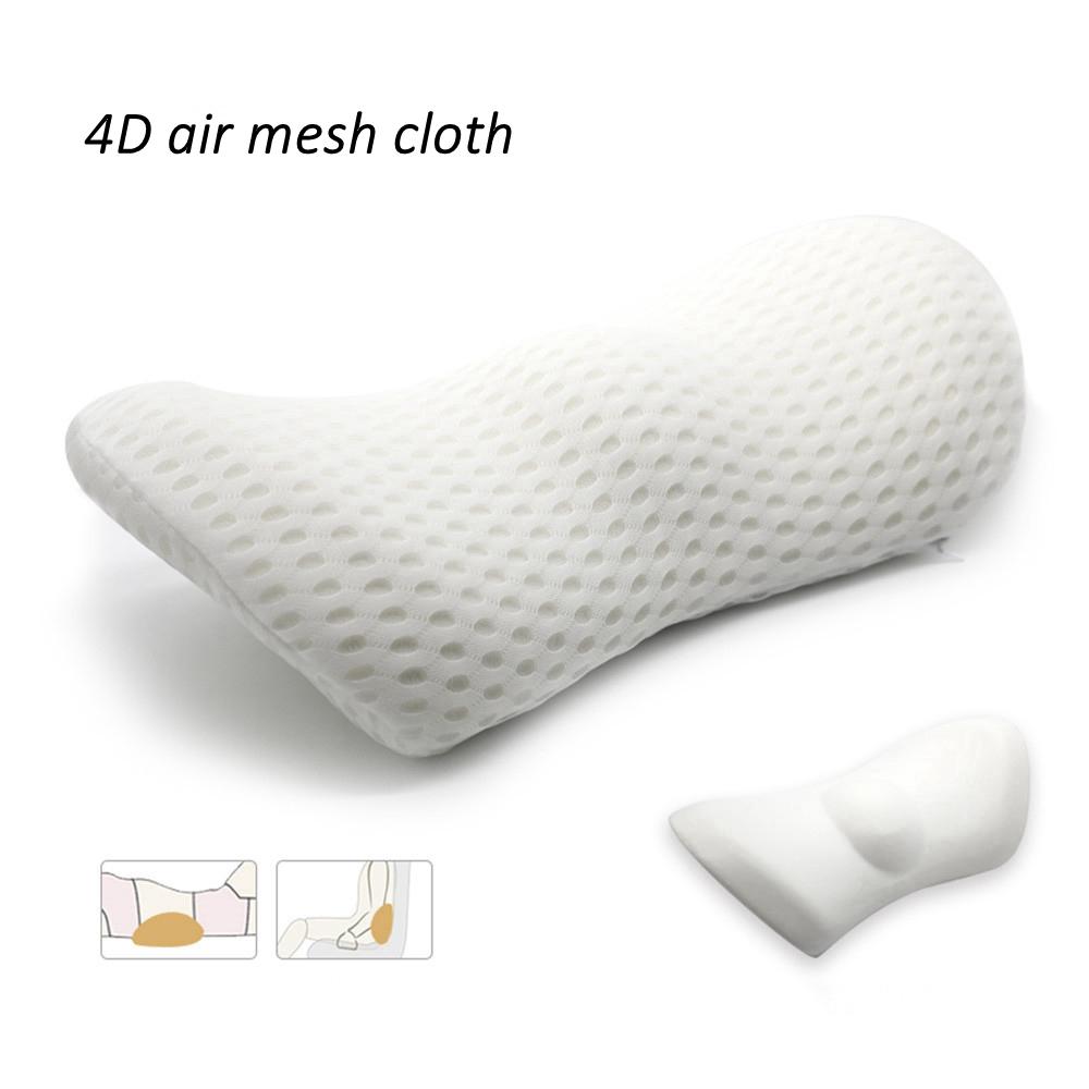 Ergonomic Memory Foam Lumbar Pillow for Back - Medium Soft Knit Fabric Cover, Removable, Ideal for Car Seat, Office Chair