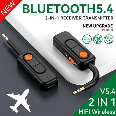 Bluetooth 5.4 Audio Adapter Ontvanger Zender 3.5mm AUX Draadloze Audio Adapter HIFI Muziek Met HD MIC Voor TV Auto Koptelefoon