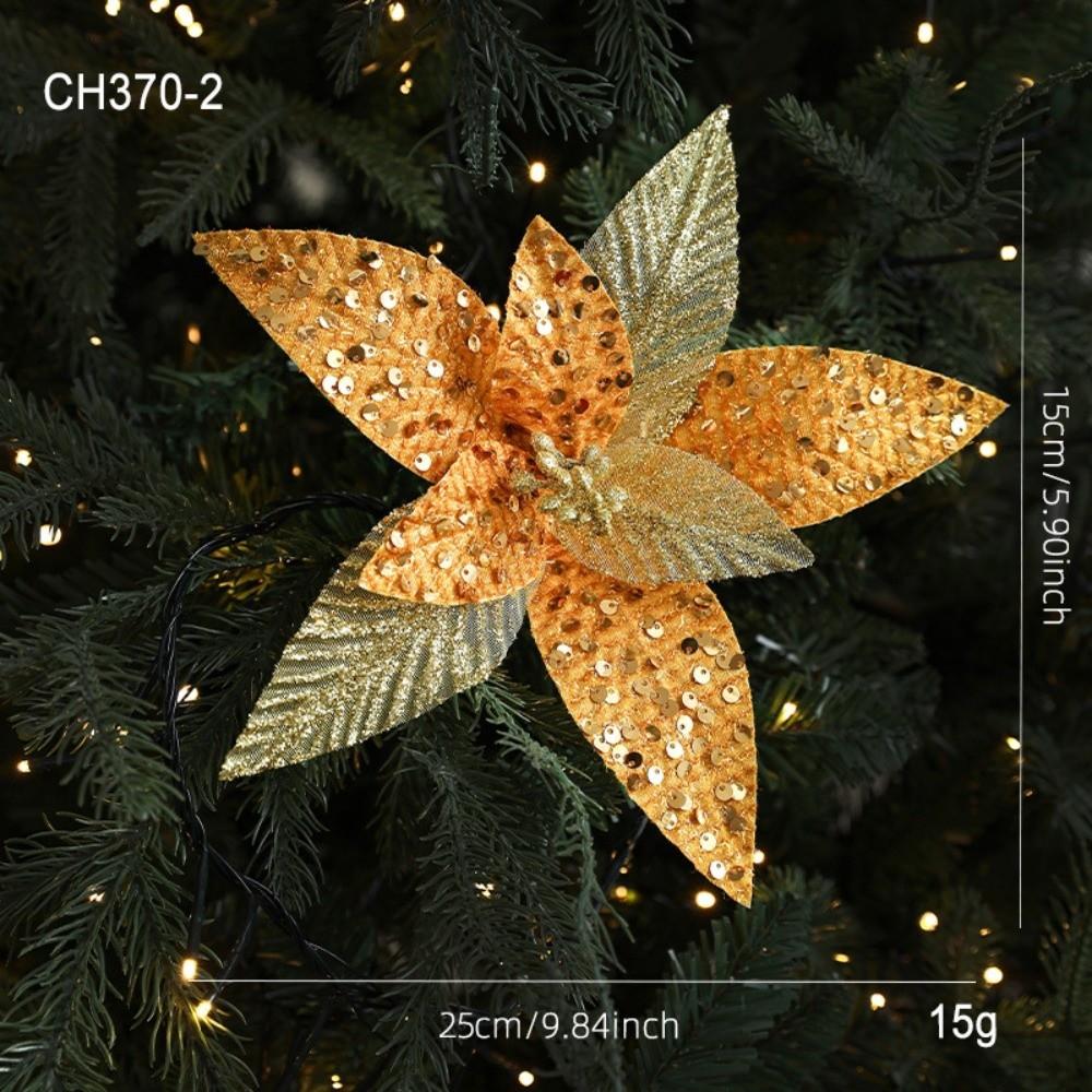 

Glitter Christmas Glitter Flower Sequins Simulation Flowers New Year Festival золотий