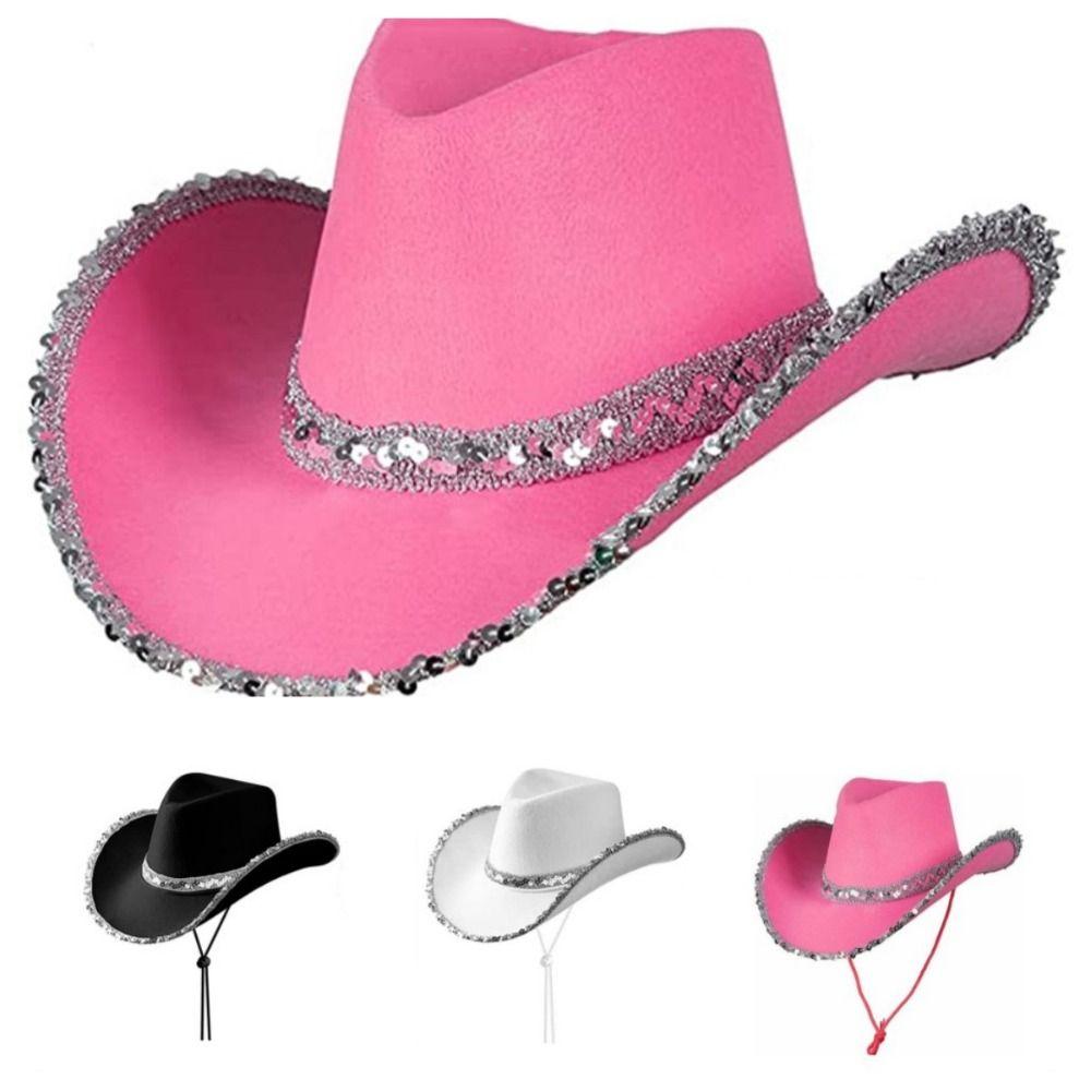 

Sequin Summer Sun Hat Knight Hat Sunscreen Cap Casual Western Cowboy Hat Cycling