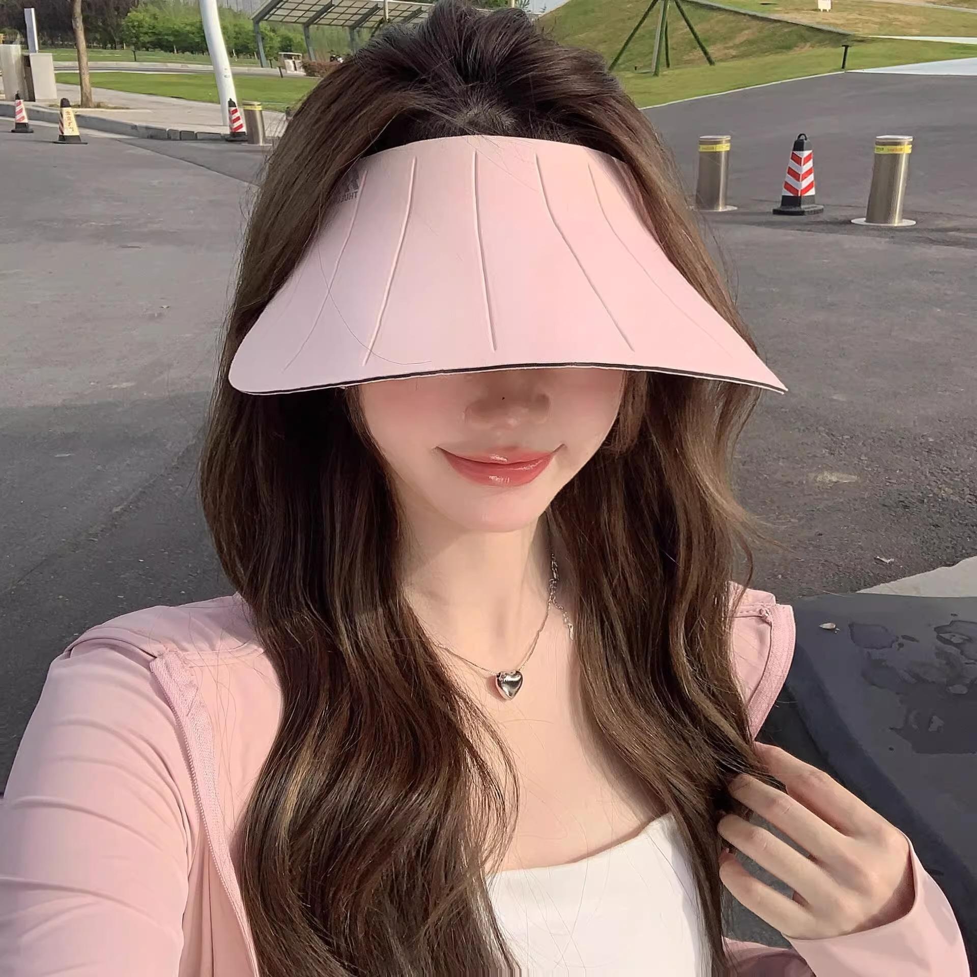 

Sunscreen cap UPF50 + women s summer integrated seamless UV protection sports running UV empty top sunshade big eaves hat One size fits all світло-рожевий колір