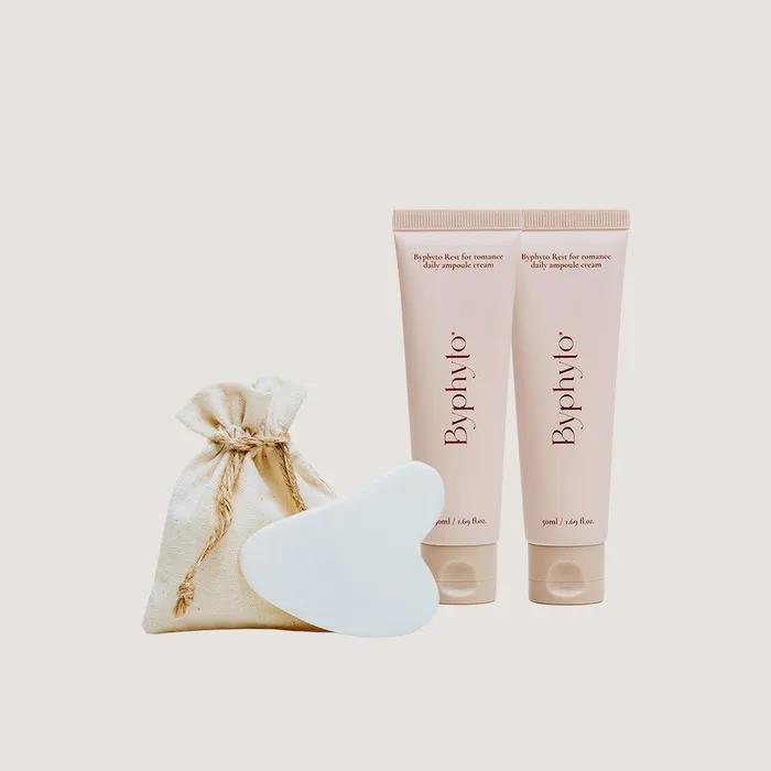 [Byphyto] Byphyto Gua Sha Cream Home Care 3-piece Set (2 Ampoule Creams + 1 Lifting Stone Gua Sha)