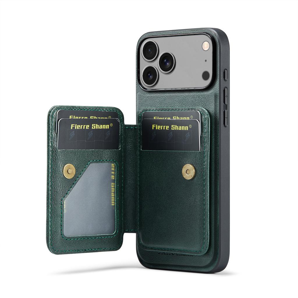 FIERRE SHANN 028 For iPhone 17 Pro Case Magnetic Detachable Card Slots Leather Back Cover
